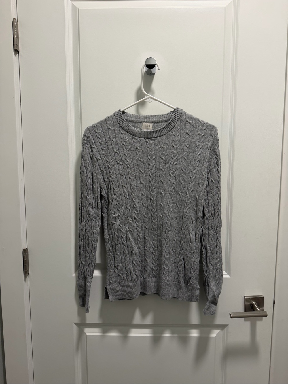 a new day Gray Cable-Knit Crewneck Sweater